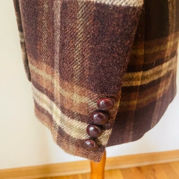 Ralph Lauren Vintage Brown Plaid Women's Blazer RARE - Picture 4 of 7